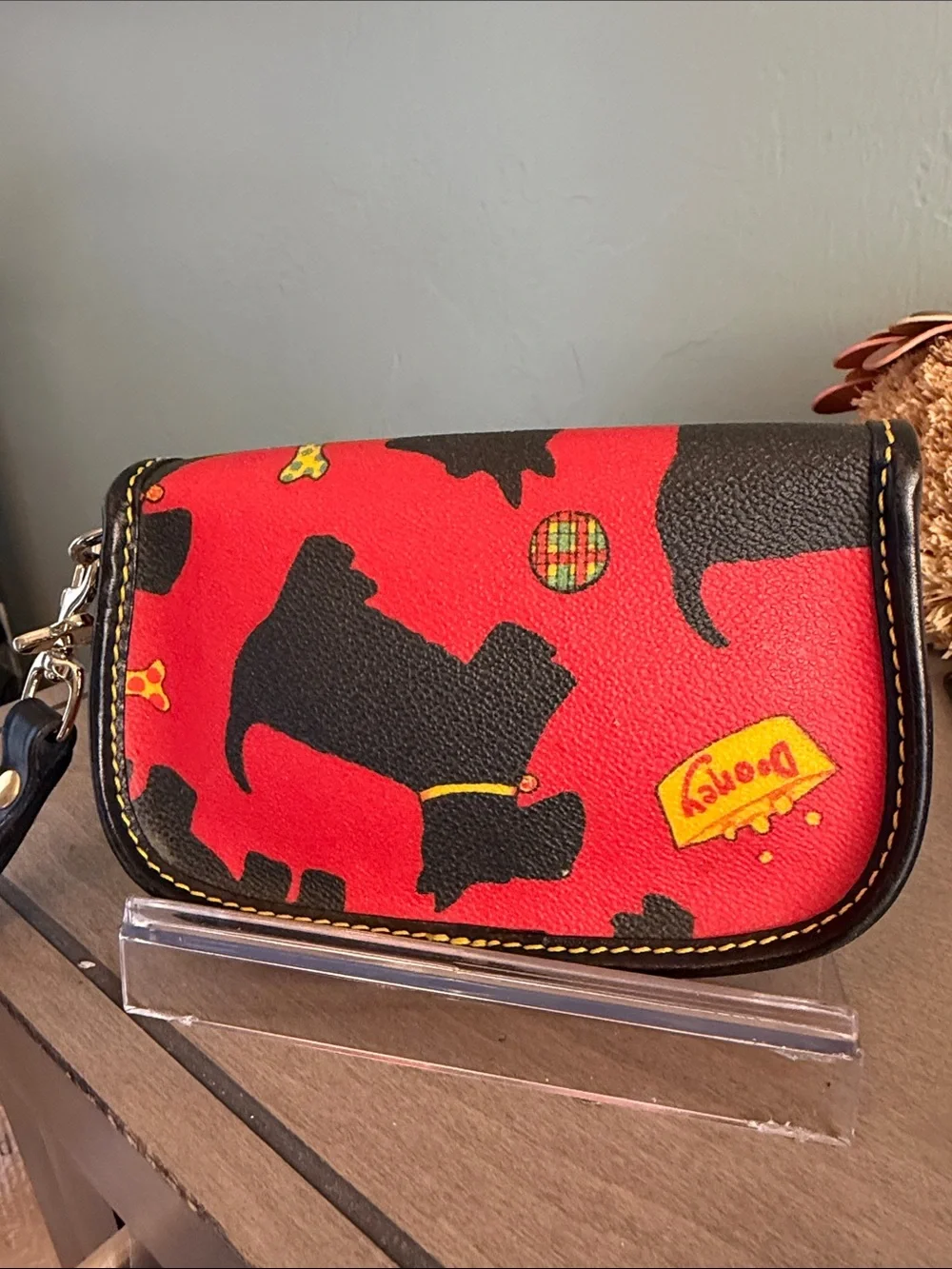 Dooney & Bourke Scotty Dog Patterned Wristlet with Dog Hangtag